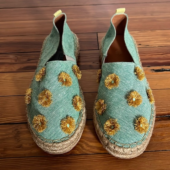 Silvia Cobos Shoes - Silvia Cobos Womens SC SOIL MOCASINES Leather Flat Espadrilles Light Green - 10